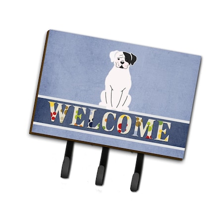 Carolines Treasures White Boxer Cooper Welcome Leash or Key Holder BB5695TH68